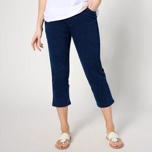 Quacker Factory DreamJeannes Flat Waistband Crop Pants Med Short
